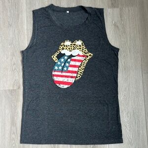 Gray Sleeveless Womens  Top with Graphic Print size S